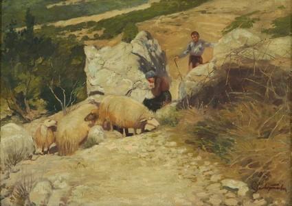Slavko Tomerlin: Pastiri s ovcama, Makarska