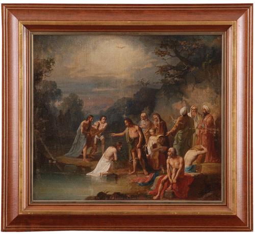 : Sledbenik Nicolas Poussin-a (18.vek) - Sv. Jovan krštava Isusa Hrista na reci Jordan