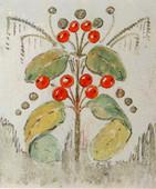 Beta Vukanović: Akvarel biljke sa crvenim plodovima