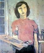 Ljubica Sokić Cuca: Autoportret u crvenoj bluzi