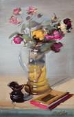 Marklen Mosijenko: Vaza sa cvećem i raznim predmetima