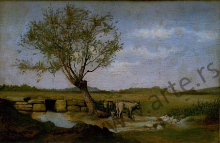 Miloš Tenković: Predeo sa kravama